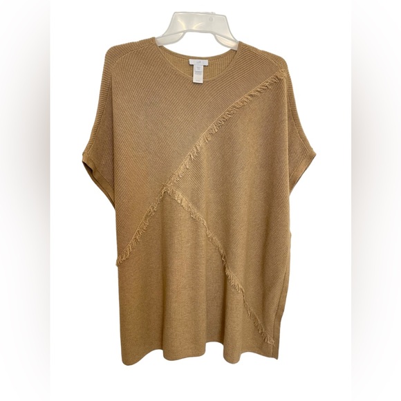 J.Jill Yak Hair Blend Boxy Poncho Sweater Size S/XS Tan Brown - Picture 3 of 12